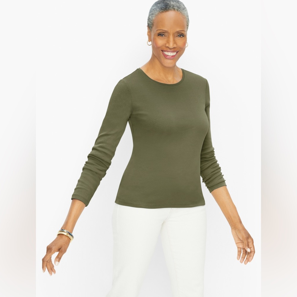 Talbots- Classic Olive Long Sleeve Tee Size MP